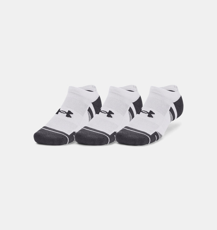 Unisex UA Performance Tech 3 Pack No Show Socks (White/Grey)