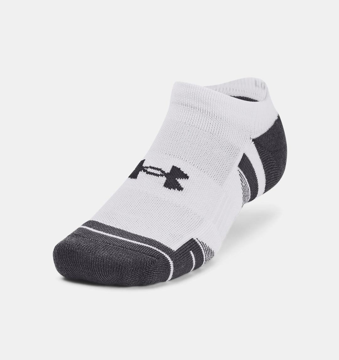 Unisex UA Performance Tech 3 Pack No Show Socks (White/Grey)