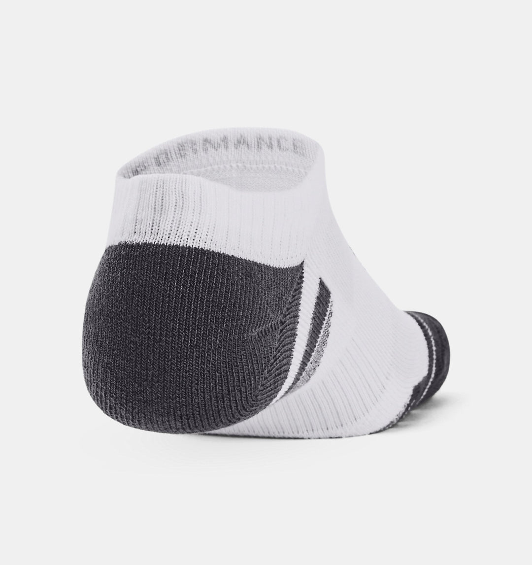 Unisex UA Performance Tech 3 Pack No Show Socks (White/Grey)