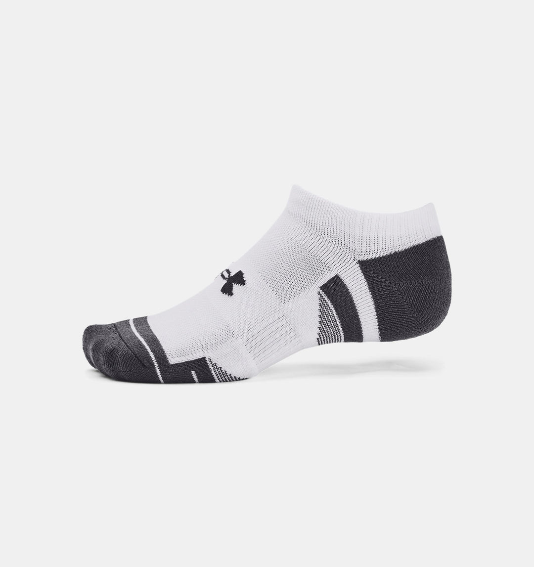 Unisex UA Performance Tech 3 Pack No Show Socks (White/Grey)