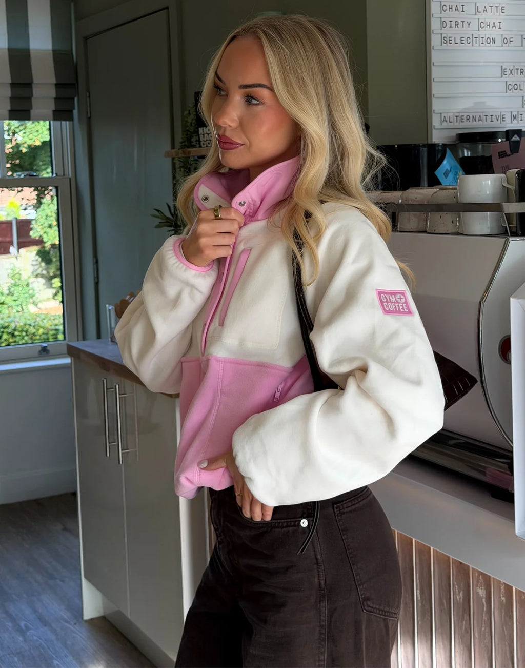 Womens Snap Collar Fleece (Pink Blossom)
