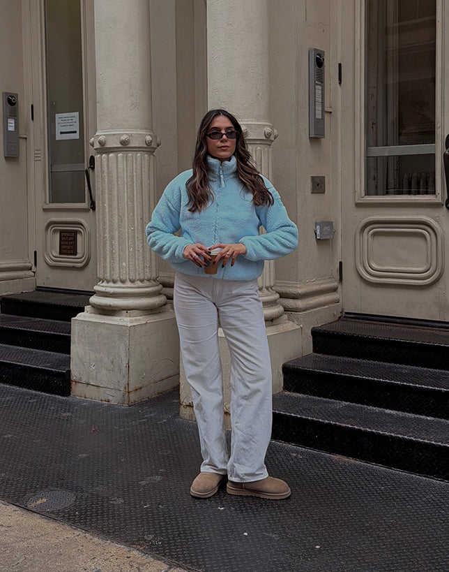 Womens Industry Fleece High Collar Jacket (Baby Blue)