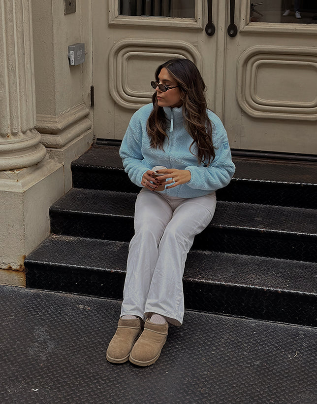 Womens Industry Fleece High Collar Jacket (Baby Blue)