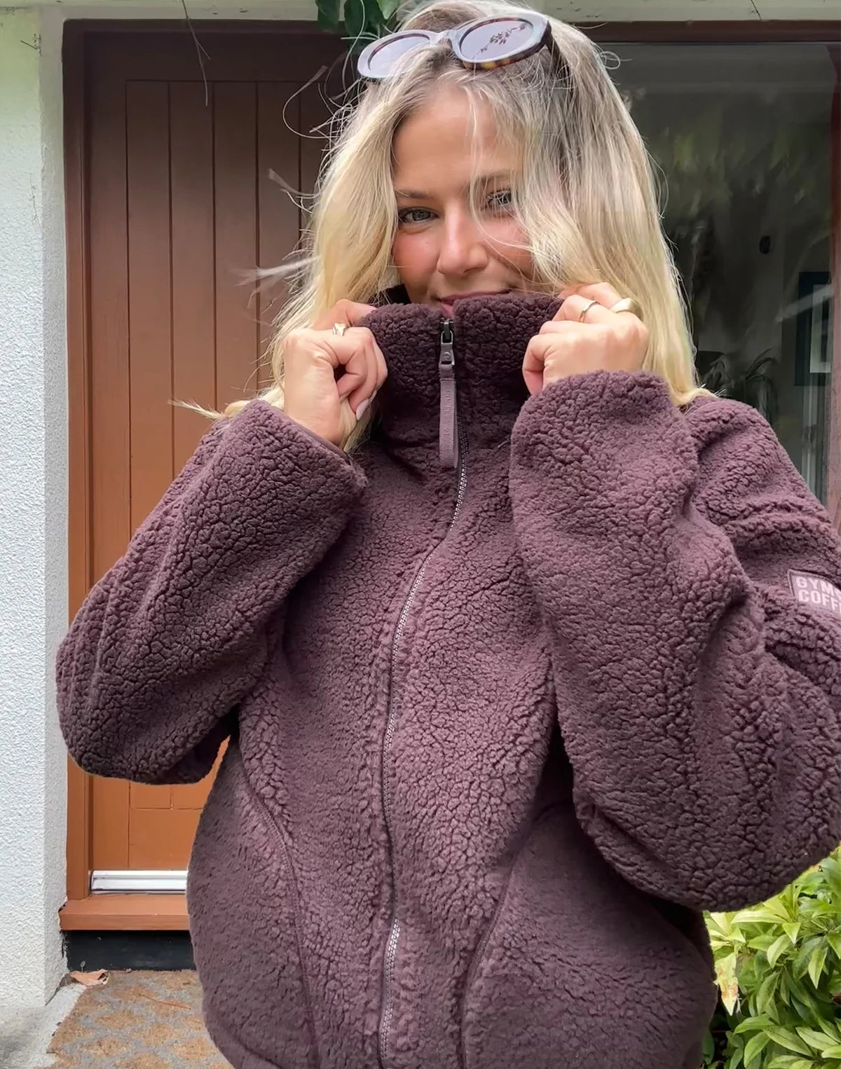 Womens Industry Fleece High Collar Full Zip Jacket (Mocha Bean)
