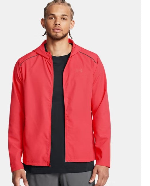 Mens UA Launch Hooded Jacket (Racer Red /Black)