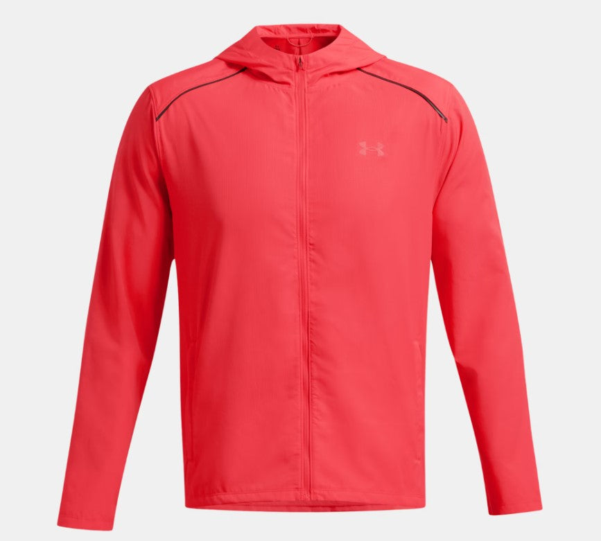 Mens UA Launch Hooded Jacket (Racer Red /Black)