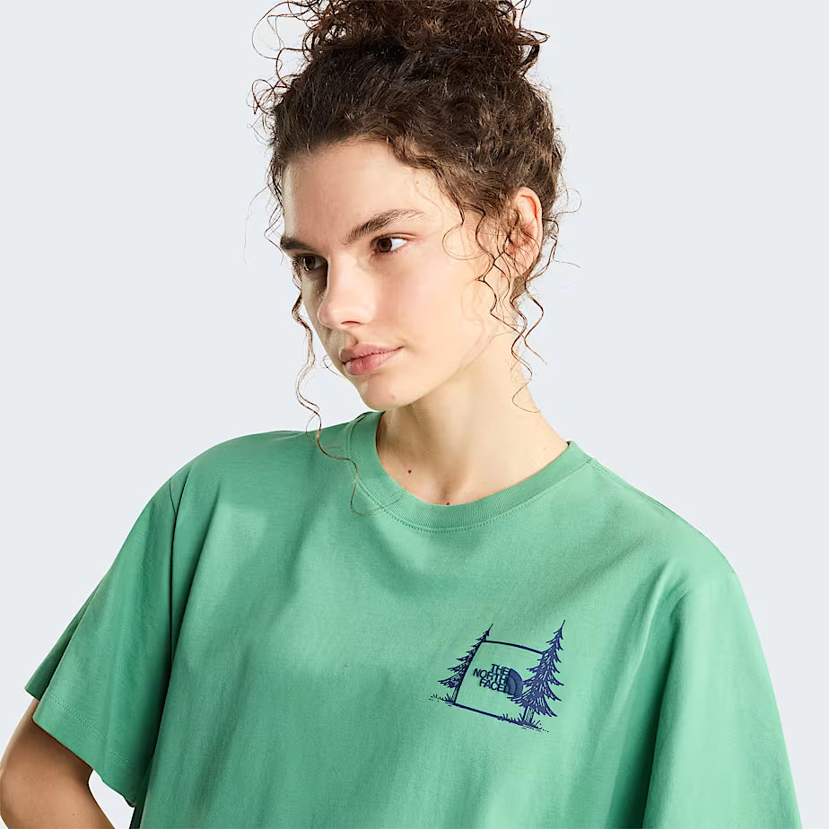 Unisex Camping Relaxed Graphic T-Shirt (Dimmed Algae)