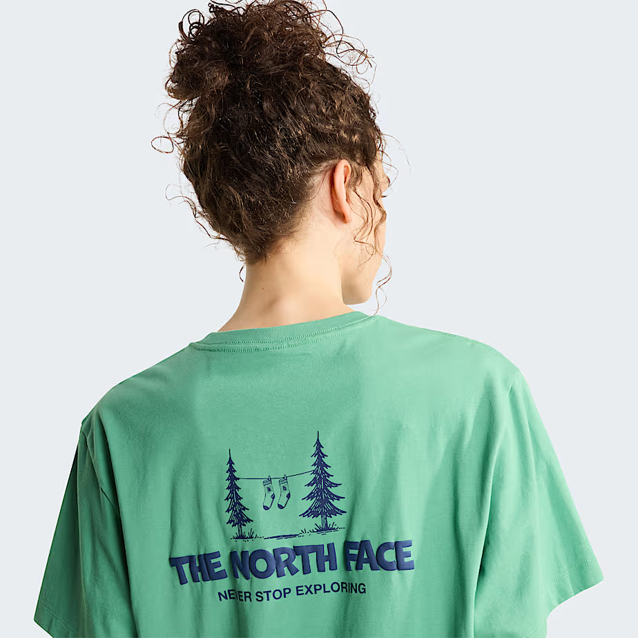 Unisex Camping Relaxed Graphic T-Shirt (Dimmed Algae)