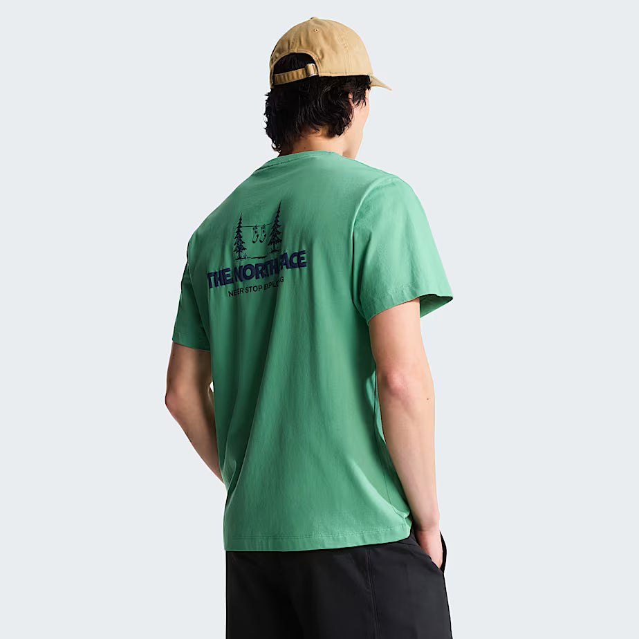 Unisex Camping Relaxed Graphic T-Shirt (Dimmed Algae)