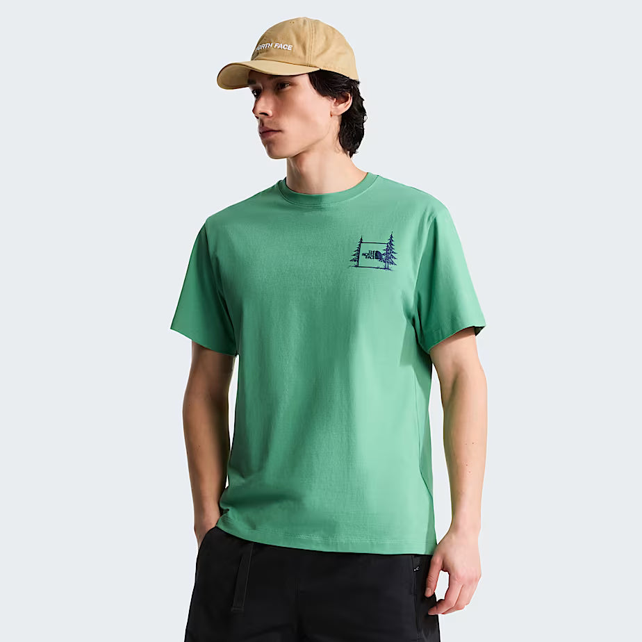 Unisex Camping Relaxed Graphic T-Shirt (Dimmed Algae)