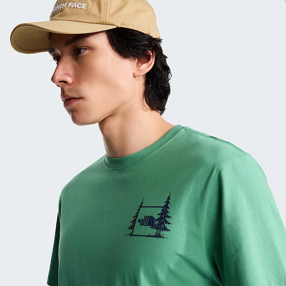 Unisex Camping Relaxed Graphic T-Shirt (Dimmed Algae)