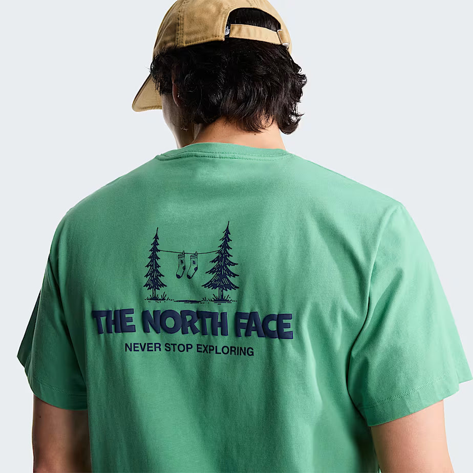 Unisex Camping Relaxed Graphic T-Shirt (Dimmed Algae)