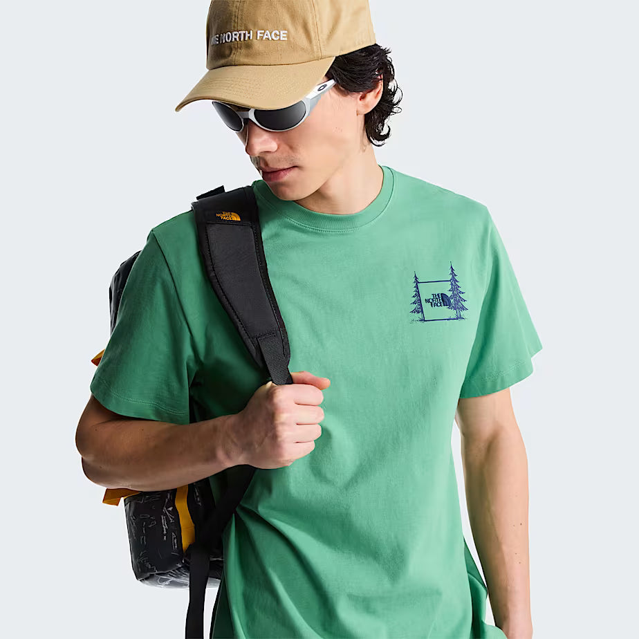 Unisex Camping Relaxed Graphic T-Shirt (Dimmed Algae)