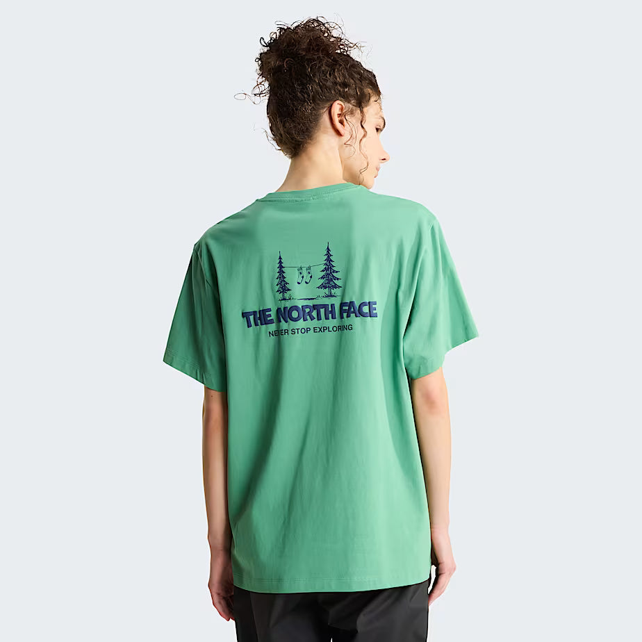 Unisex Camping Relaxed Graphic T-Shirt (Dimmed Algae)