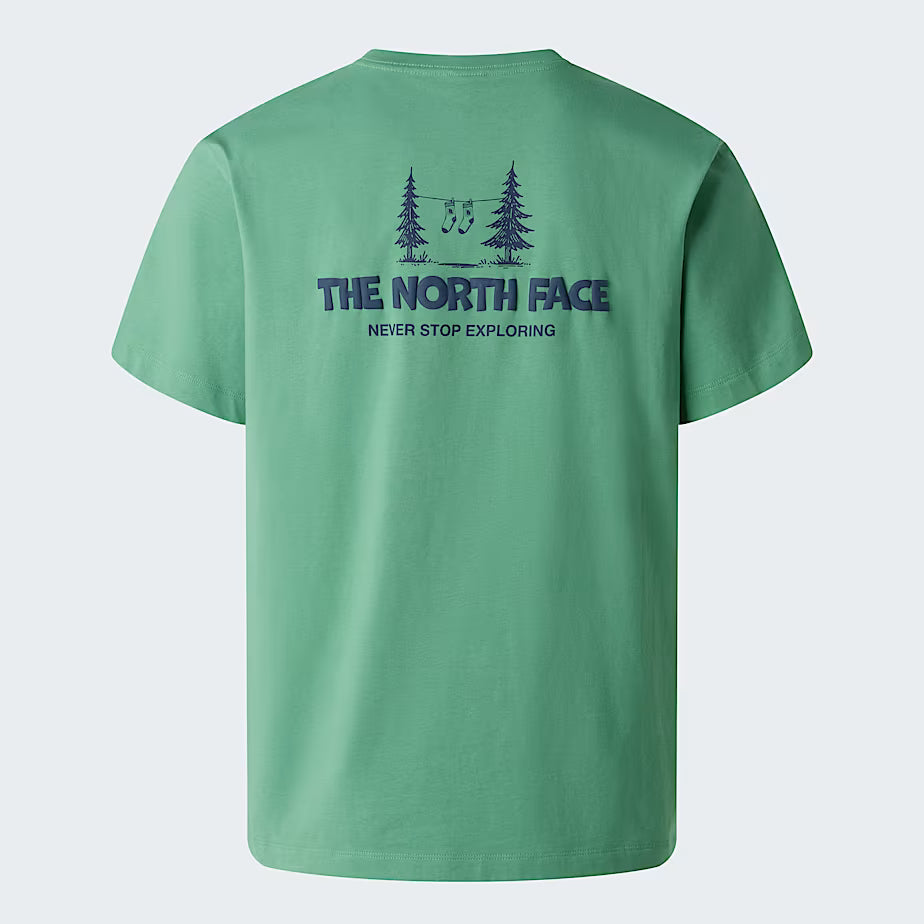 Unisex Camping Relaxed Graphic T-Shirt (Dimmed Algae)
