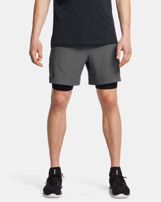 Mens UA Vanish Woven 2-in-1 Shorts (Castlerock/Black)