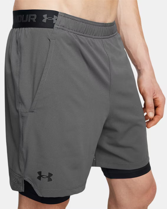 Mens UA Vanish Woven 2-in-1 Shorts (Castlerock/Black)