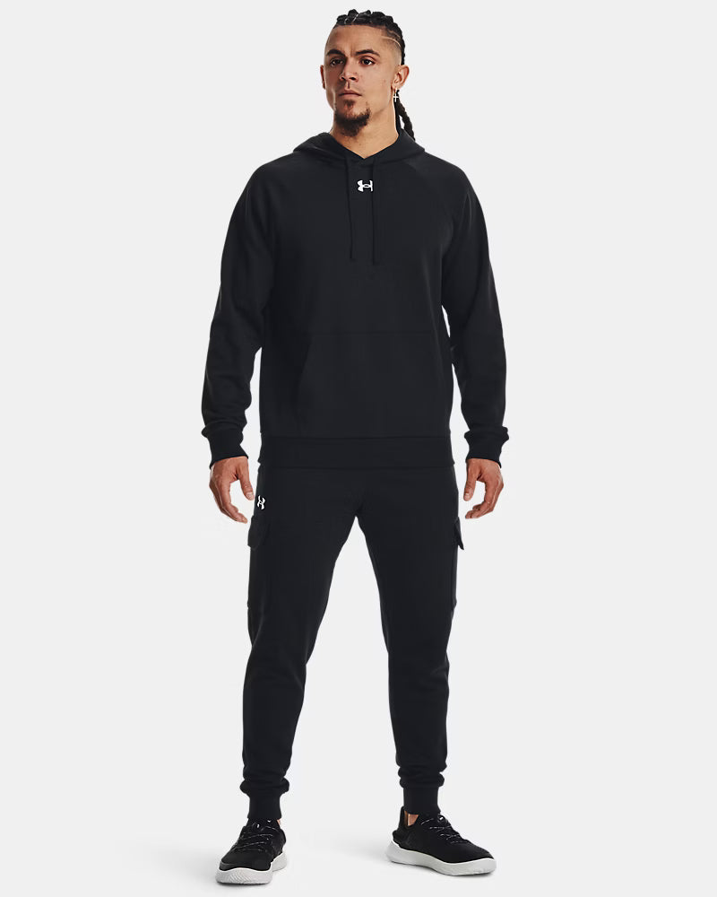 Mens UA Rival Fleece Hoodie (Black/White)