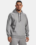 Mens UA Rival Fleece Hoodie (Castlerock Light Heather / White)