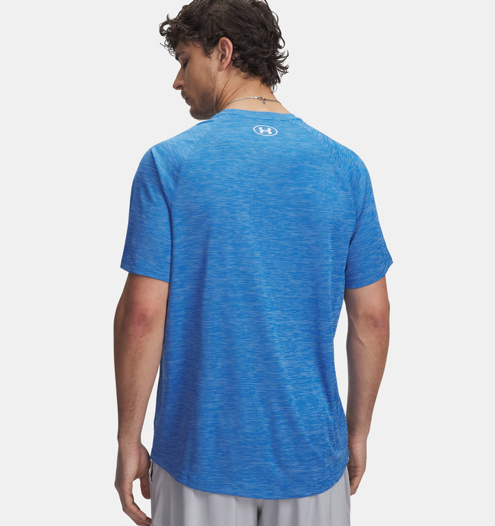 Mens Tech Textured Tee (Blue Atlantis/White)