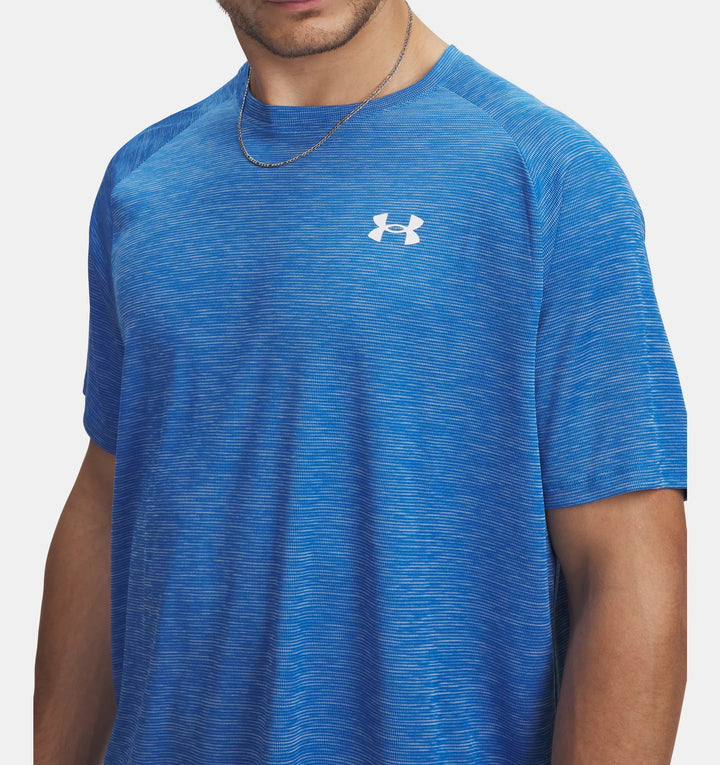 Mens Tech Textured Tee (Blue Atlantis/White)