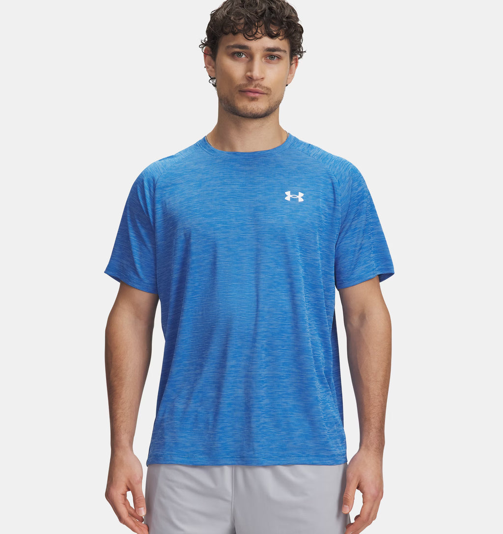 Mens Tech Textured Tee (Blue Atlantis/White)