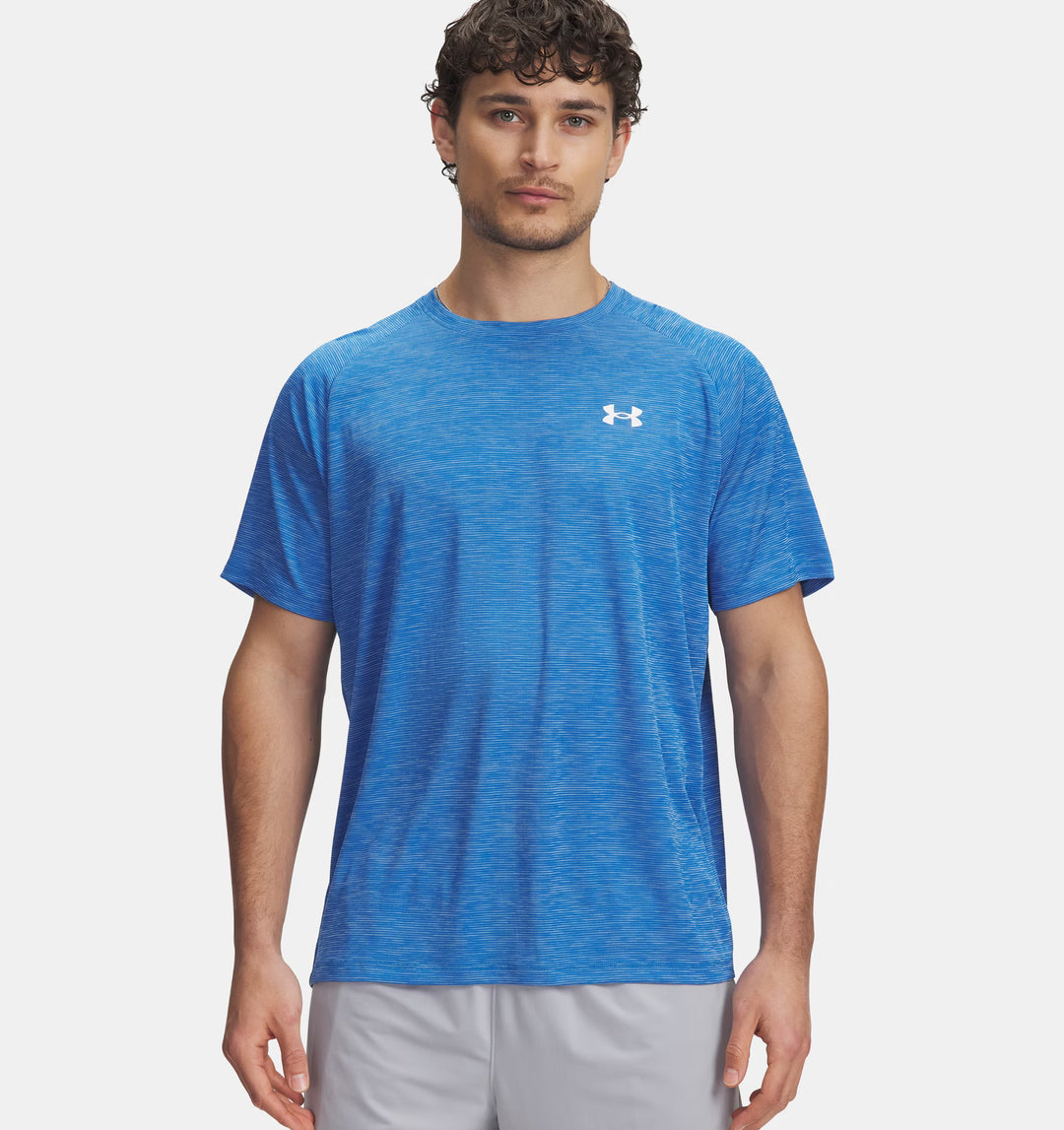 Mens Tech Textured Tee (Blue Atlantis/White)
