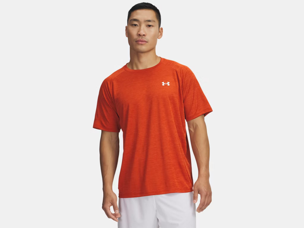 Mens Tech Textured Tee (Orange Base/White)