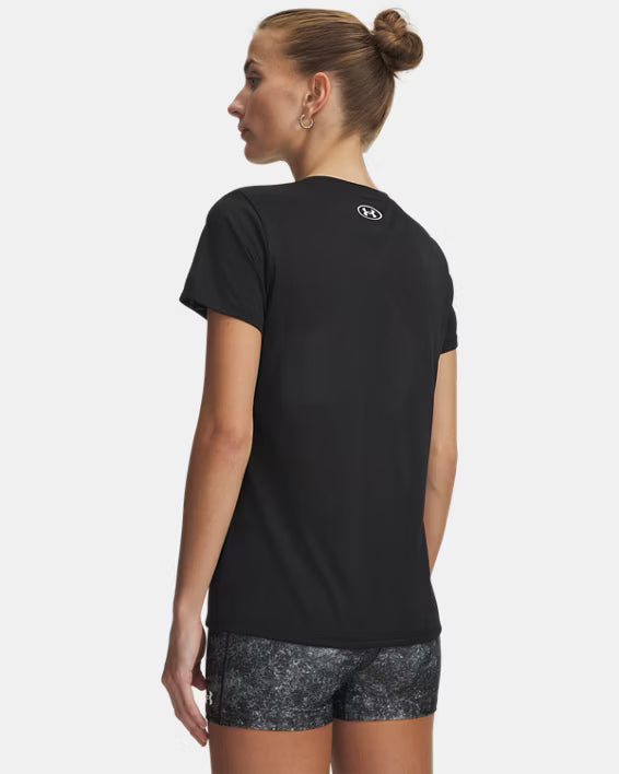 Womens Tech V Neck T-Shirt (Black/White)
