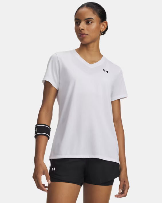 Womens Tech V Neck T-Shirt (White/Black)
