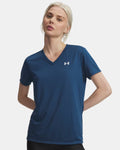 Womens Tech V Neck T-Shirt (Wham Blue/White)