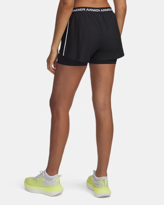 Womens Tech Play Up 2-in-1 Shorts (Black/White)