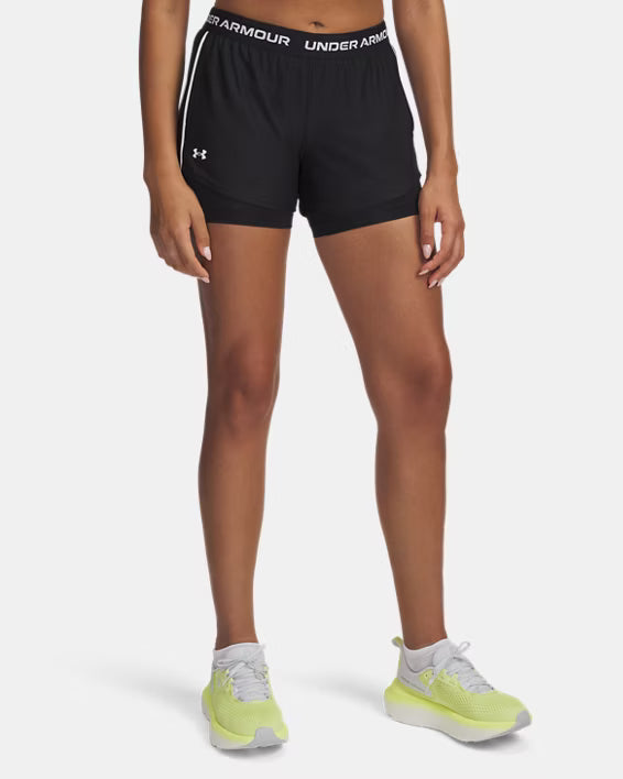 Womens Tech Play Up 2-in-1 Shorts (Black/White)