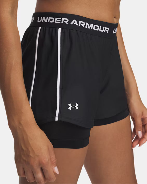 Womens Tech Play Up 2-in-1 Shorts (Black/White)