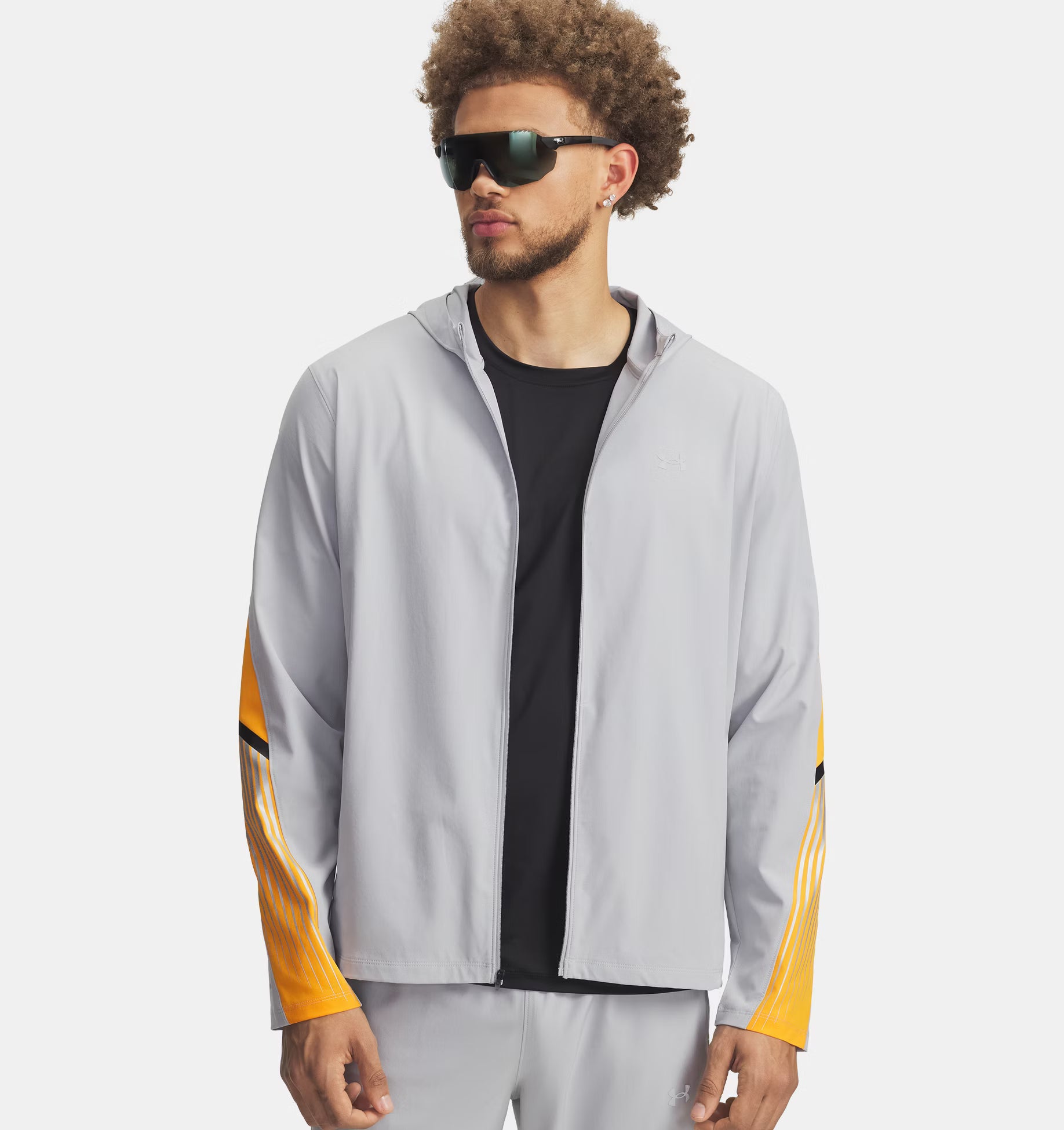 Mens UA Velociti Storm Hooded Jacket (Mod Gray/Squad Orange/Reflective)