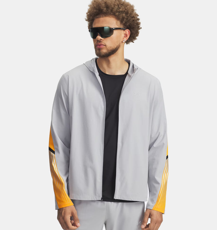Mens UA Velociti Storm Hooded Jacket (Mod Gray/Squad Orange/Reflective)