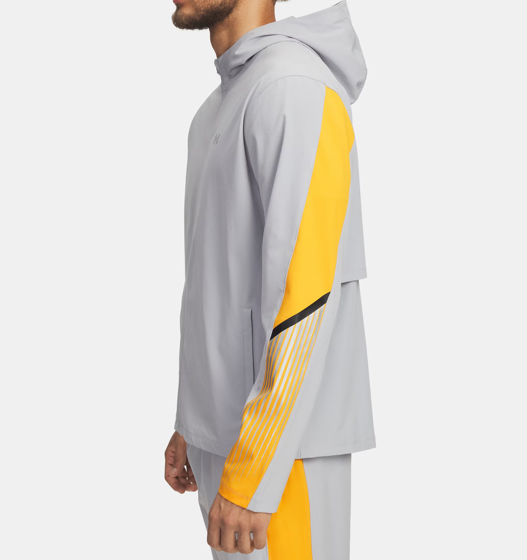 Mens UA Velociti Storm Hooded Jacket (Mod Gray/Squad Orange/Reflective)