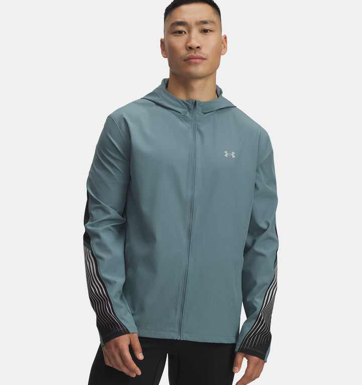 Mens UA Velociti Storm Hooded Jacket (Jasper Blue/Black/Reflective)