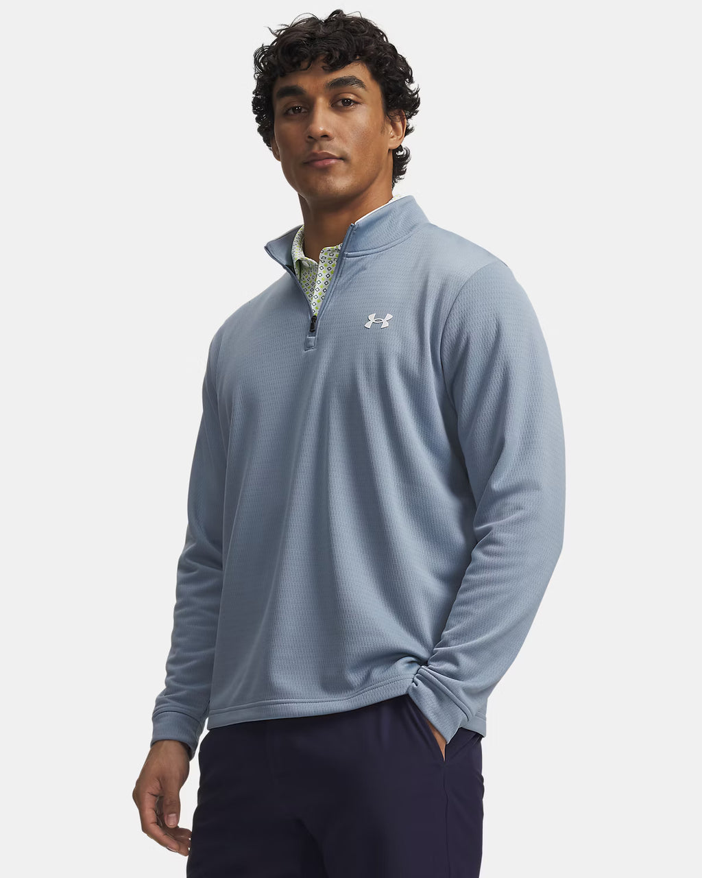 Mens UA Matchplay 1/4 Zip (Blue Wind/White)