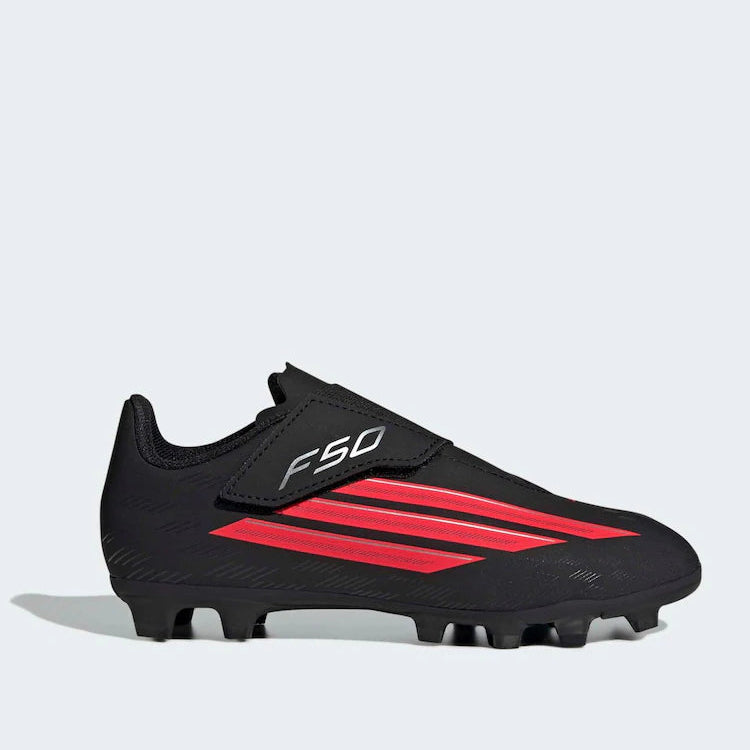 Junior F50 Club Velcro FG/MG (Core Black/Lucid Red)