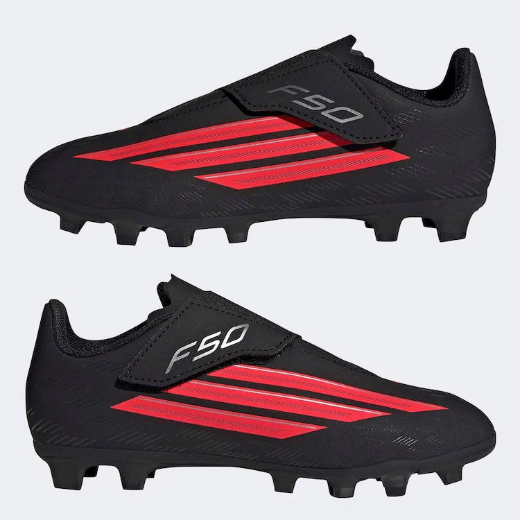 Junior F50 Club Velcro FG/MG (Core Black/Lucid Red)