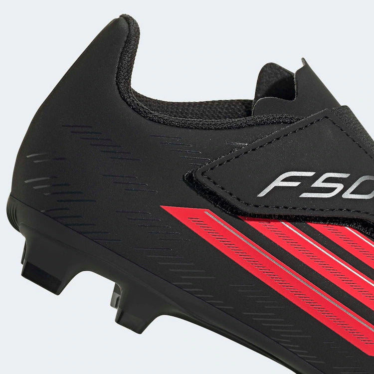 Junior F50 Club Velcro FG/MG (Core Black/Lucid Red)