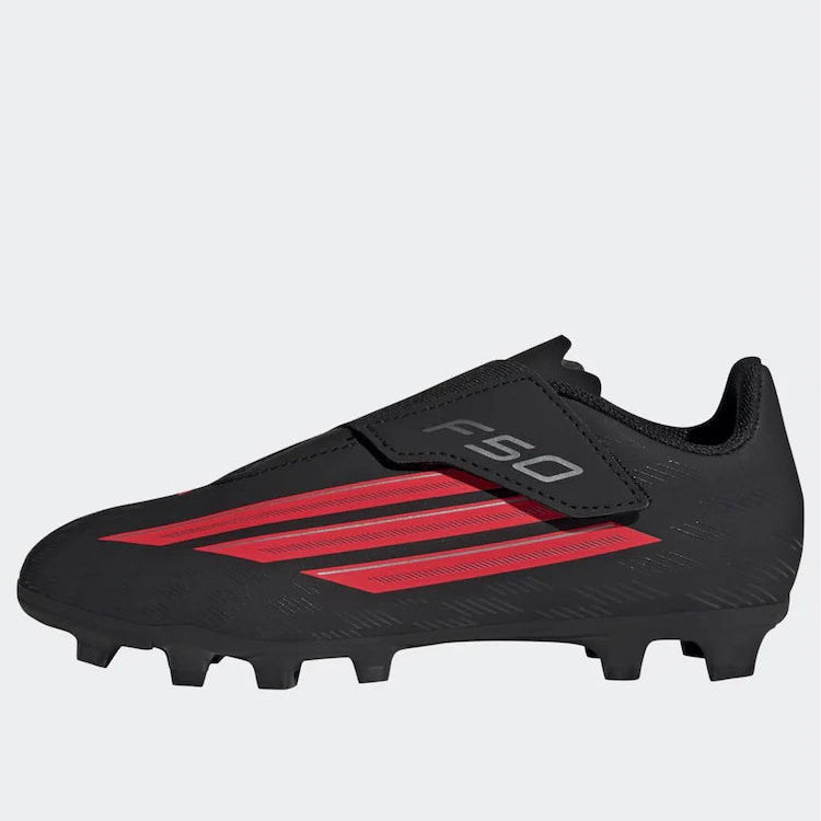 Junior F50 Club Velcro FG/MG (Core Black/Lucid Red)