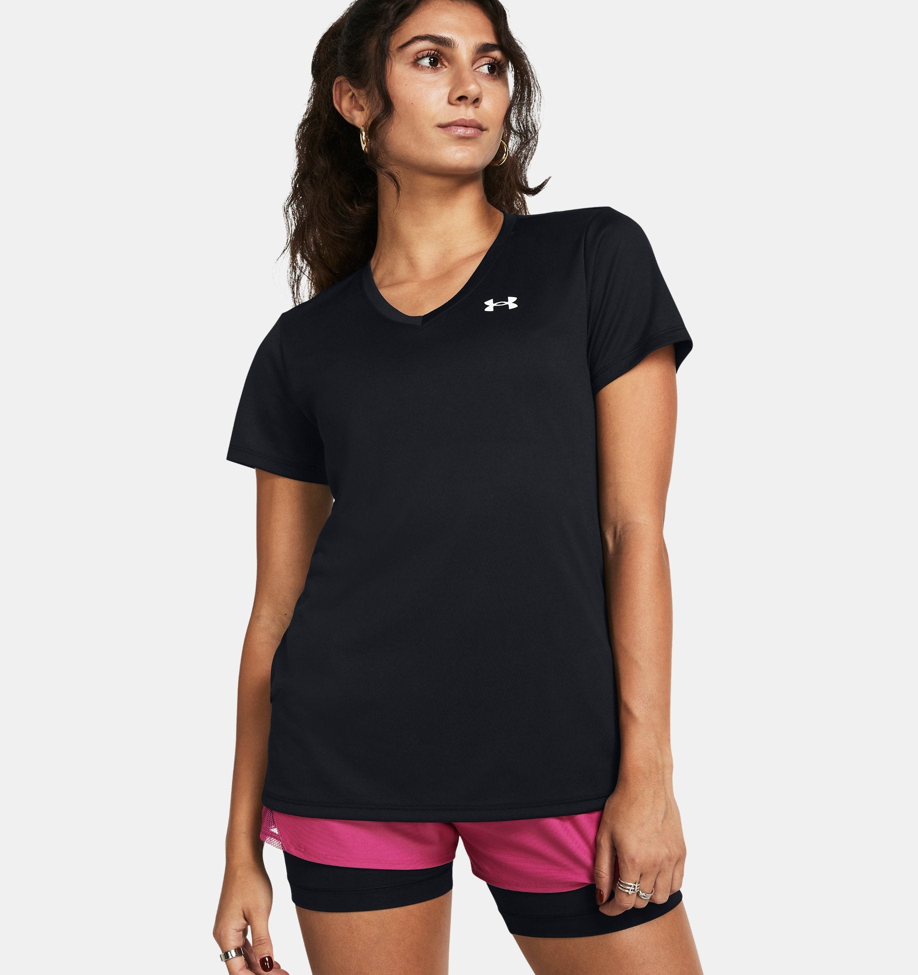 Womens Tech V Neck T-Shirt (Black)