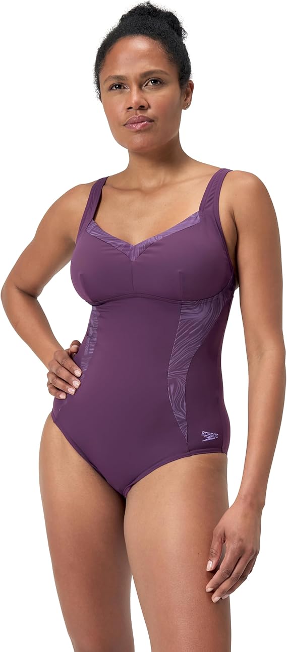 Women's Shaping Printed LunaElustre Swimsuit (Purple)