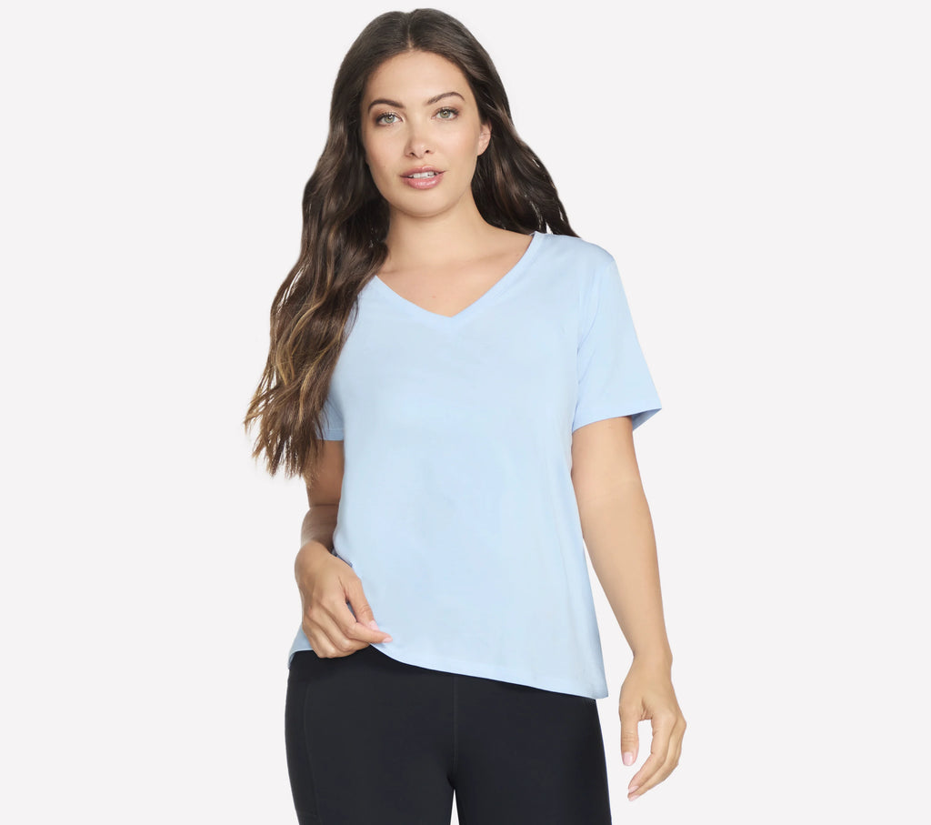 Womens Pima V-Neck Tee (Light Blue)