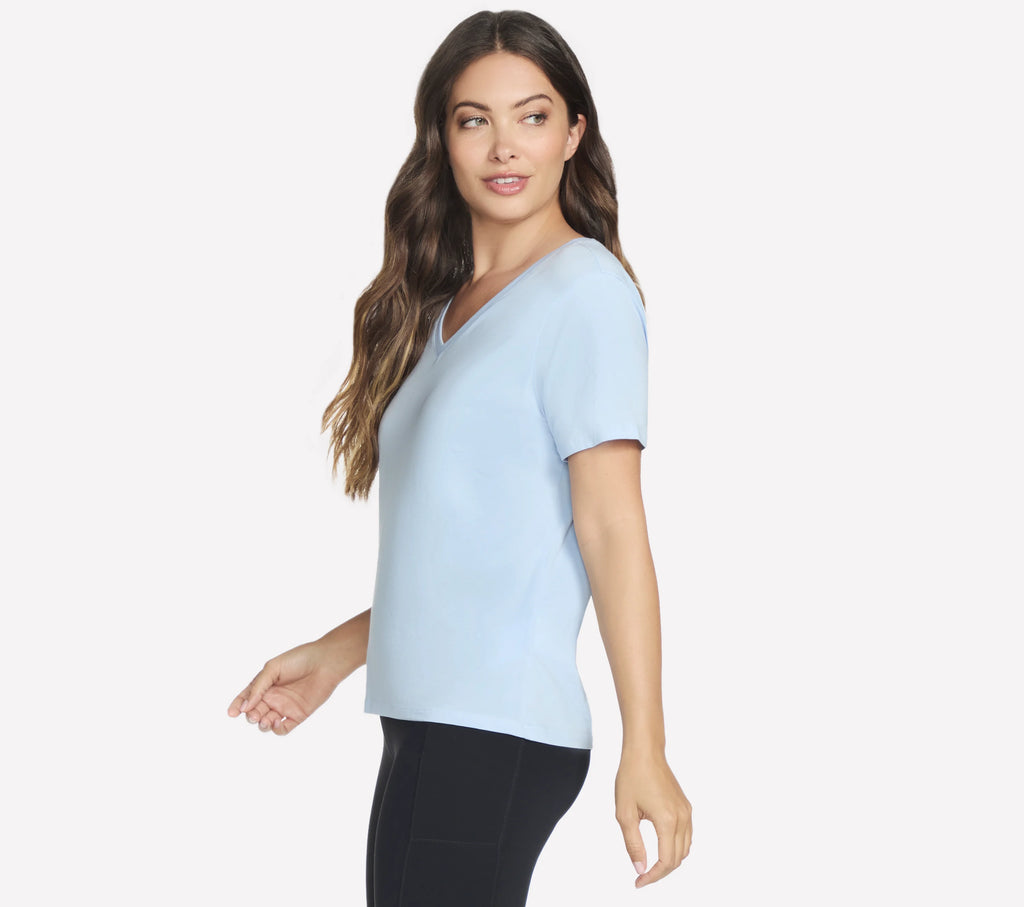 Womens Pima V-Neck Tee (Light Blue)