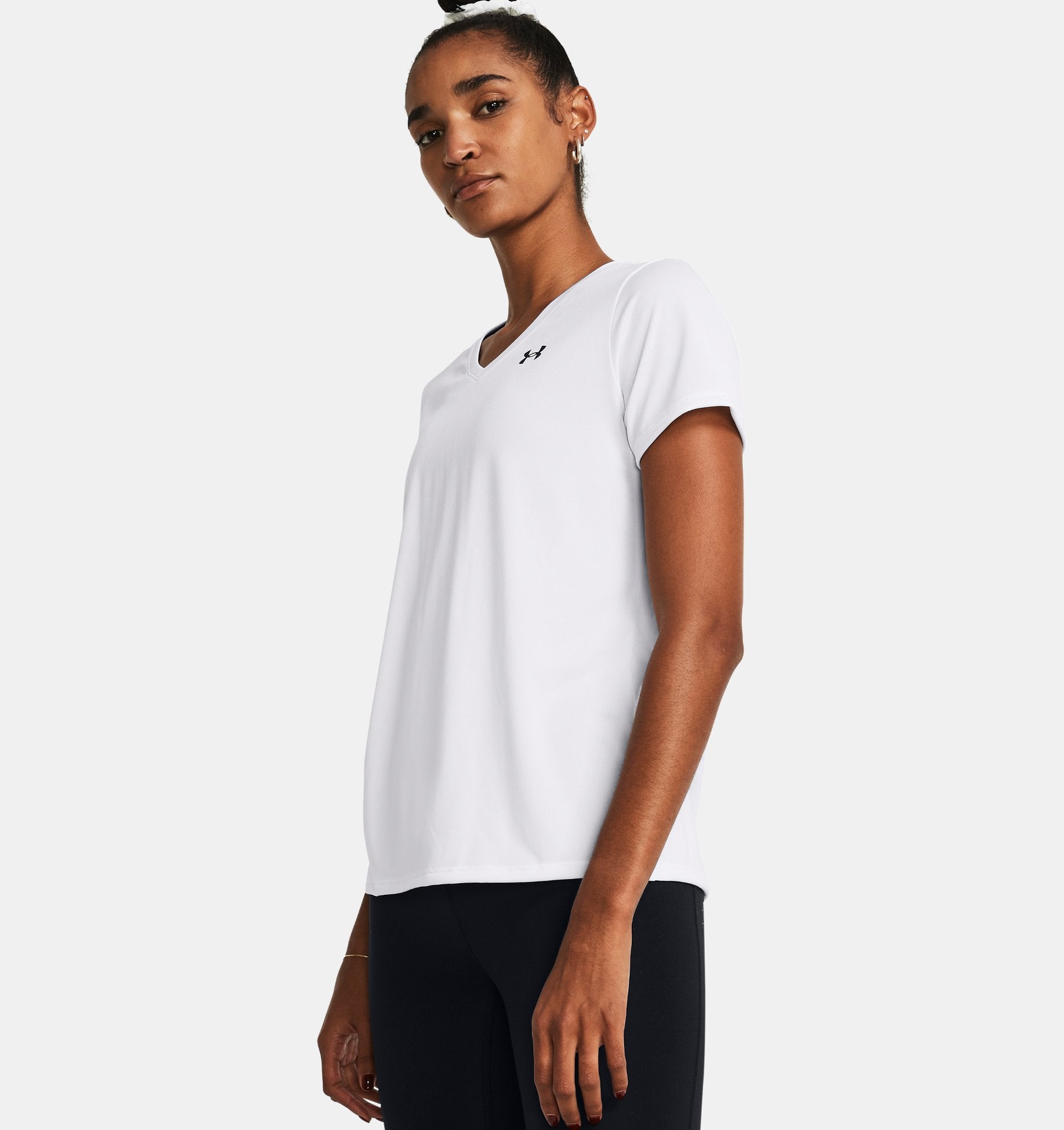 Womens Tech V-Neck Short Sleeve (White)