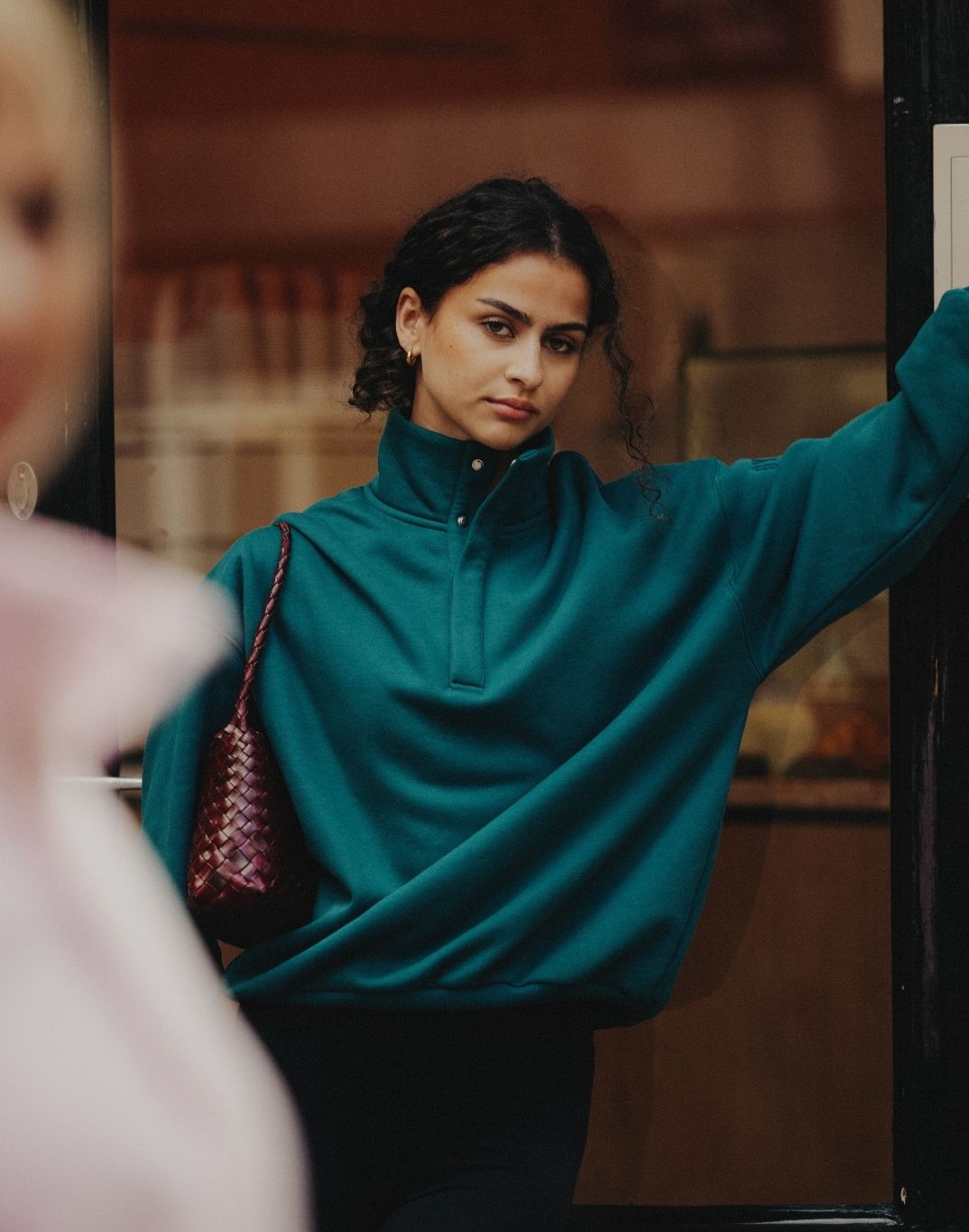 Sierra Snap Collar Sweatshirt (Teal)