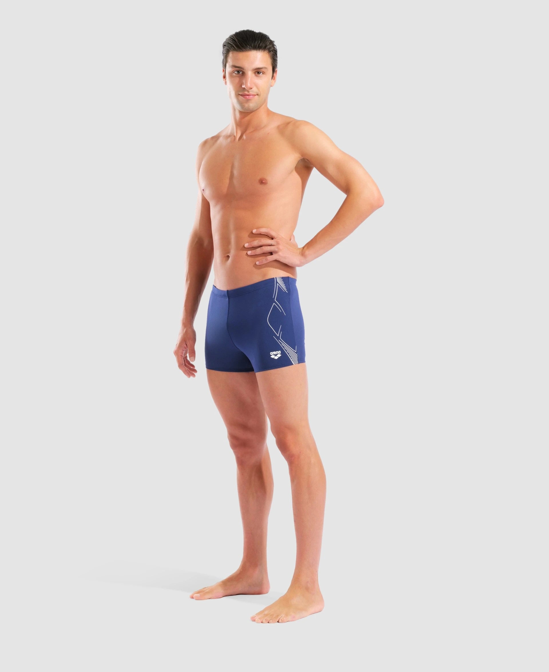 Men's Swim Short Arena Graphic (Navy/White)